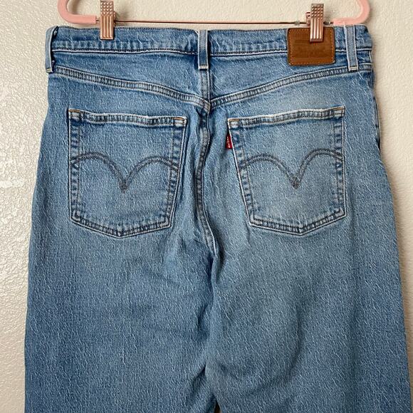 Levis Jeans Womens Size 33 Blue Ribcage Straight Ankle Premium Denim High Rise - Picture 6 of 13